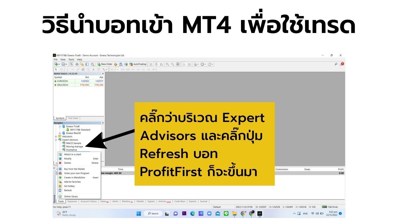 วิธีติดตั้ง EA forex ProfitFirst 20